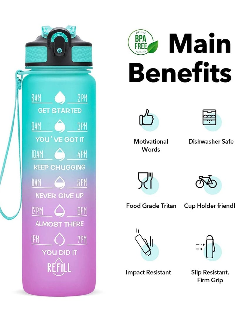 S2C Water Bottles 1L with Times to Drink and Straw, Motivational Water Bottle for kids Leakproof Drinking Sports Water Bottle for Fitness, Gym & Outdoor  - Image 2