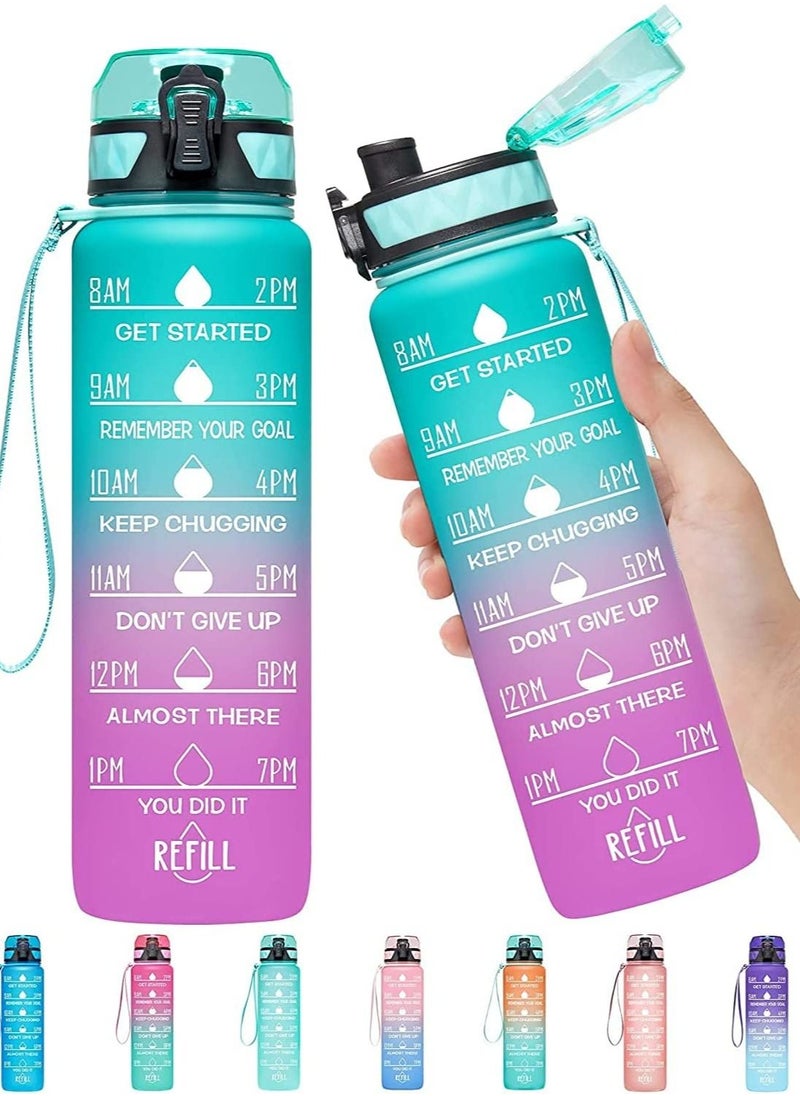 S2C Water Bottles 1L with Times to Drink and Straw, Motivational Water Bottle for kids Leakproof Drinking Sports Water Bottle for Fitness, Gym & Outdoor  - Image 1