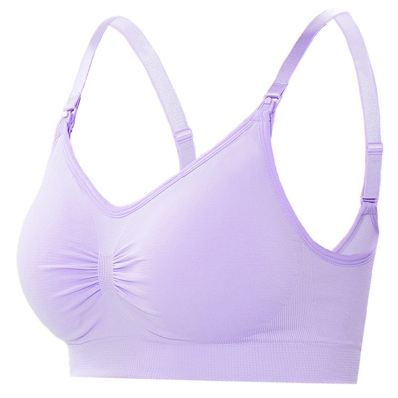 Maternity Nursing Bra Large Size Front Clasp Anti-Sagging Cameo purple  - Image 3