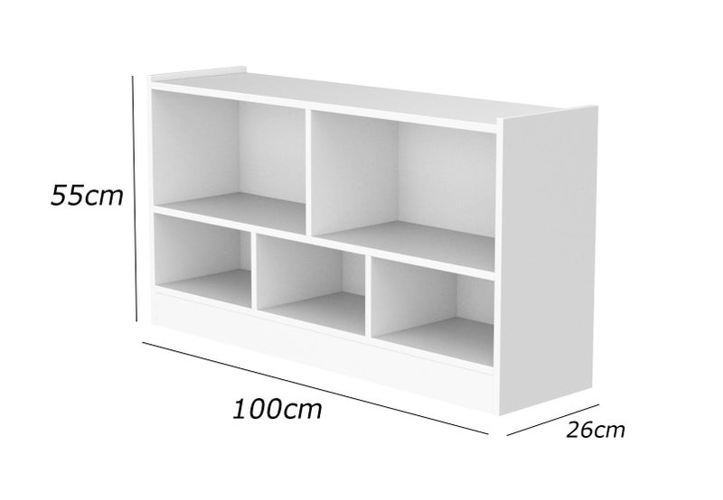 فرنتشر ستور مكتبة مودرن ، ارتفاع 55 سم - عرض 100 سم - عمق 26 سم - تصميم بسيط و مودرن ، مصنوعة من ال MDF عالي الجودة مع طبقة ملامين خارجية من اللون الأبيض المطفي، من فرنتشر ستور. - Image 5