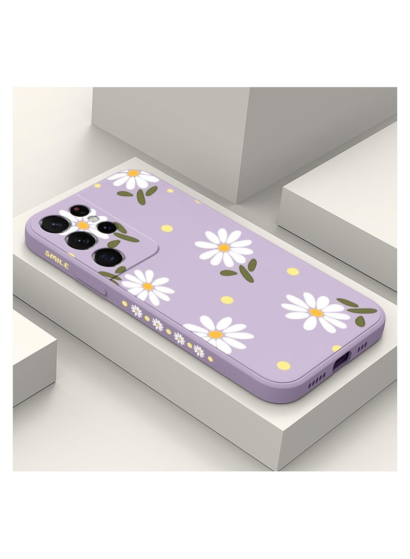for Samsung S21 Ultra Case, for Samsung Galaxy S21 Ultra Case Butterfly Floral Astronauts Creative Sides Phone Cover Fashionablee Designs Soft Silicone Slim S21 Ultra Case-Daisy Purple - Image 1