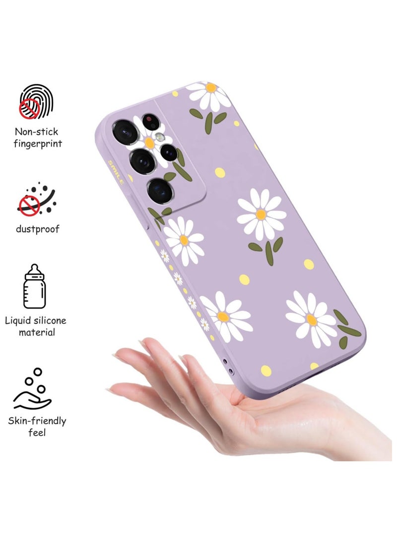 for Samsung S21 Ultra Case, for Samsung Galaxy S21 Ultra Case Butterfly Floral Astronauts Creative Sides Phone Cover Fashionablee Designs Soft Silicone Slim S21 Ultra Case-Daisy Purple - Image 5