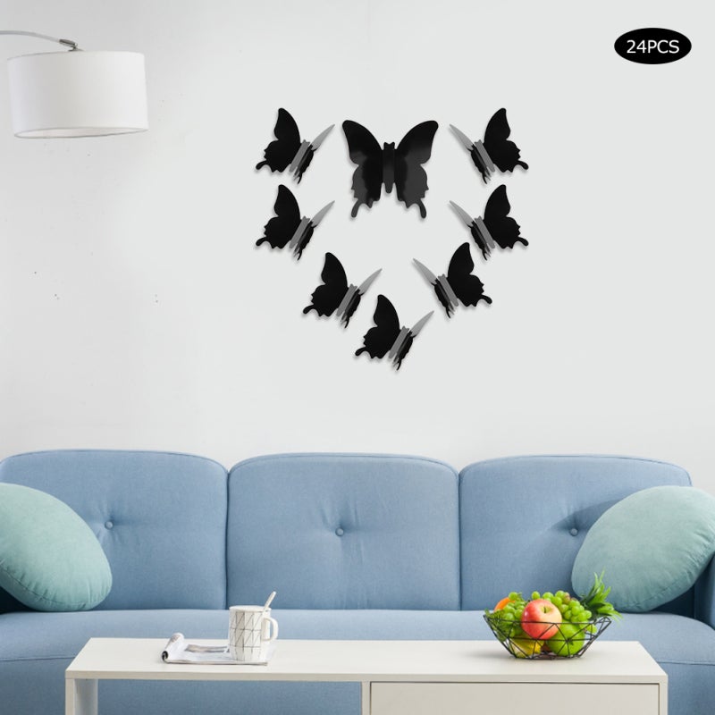 24Pcs Butterflies Wall Sticker Stereoscopic PVC Decoration - DIY Art for Living Room Home Beautification - Image 4