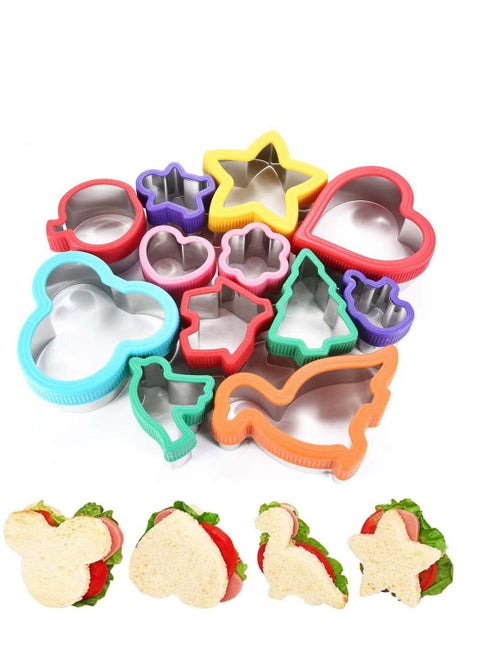 Cookie Cutter Set, Sandwich Cutters Children Vegetable Cutter Shapes Color Random Cookie Cutter Shapes Set Cartoon Biscuit Cutter Mould Set for Pastry Fondant DIY Baking Cookie, Set Of 12