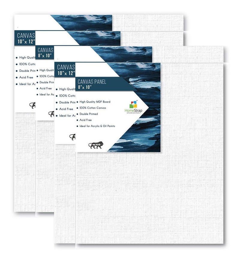Homestrap Cotton Canvas Board Medium Grain - Multi Size - Pack of 4 - White - Image 1