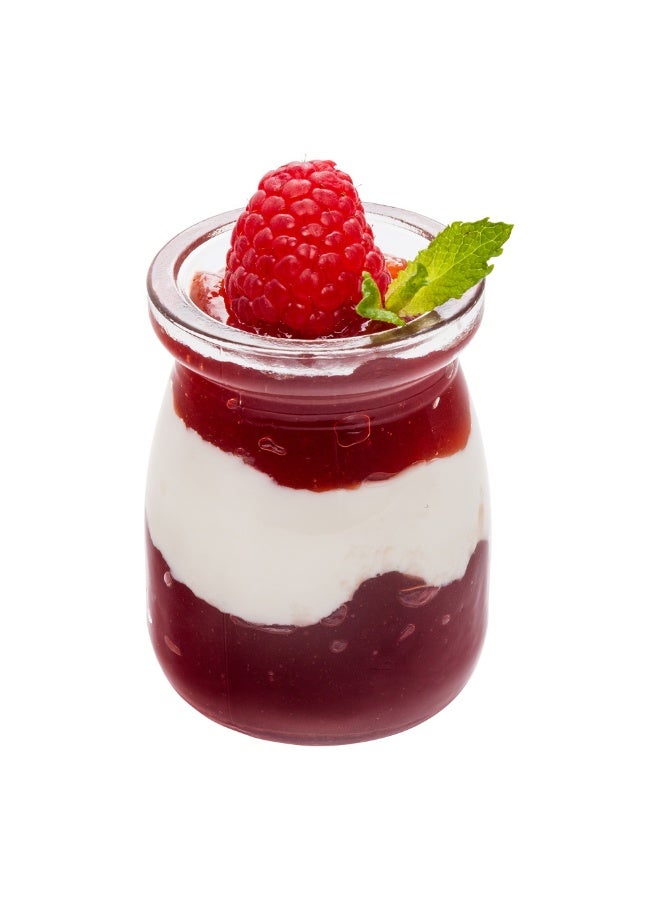 Restaurantware 3.5-OZ Glass Jars for Yogurt, Milk, Parfait, and Pudding: Perfect for Bakeries, Buffets, Breakfast Bars, and Restaurants - Yogurt Maker Glass Replacement Jar with Plastic Cap - 100-CT  - Image 2