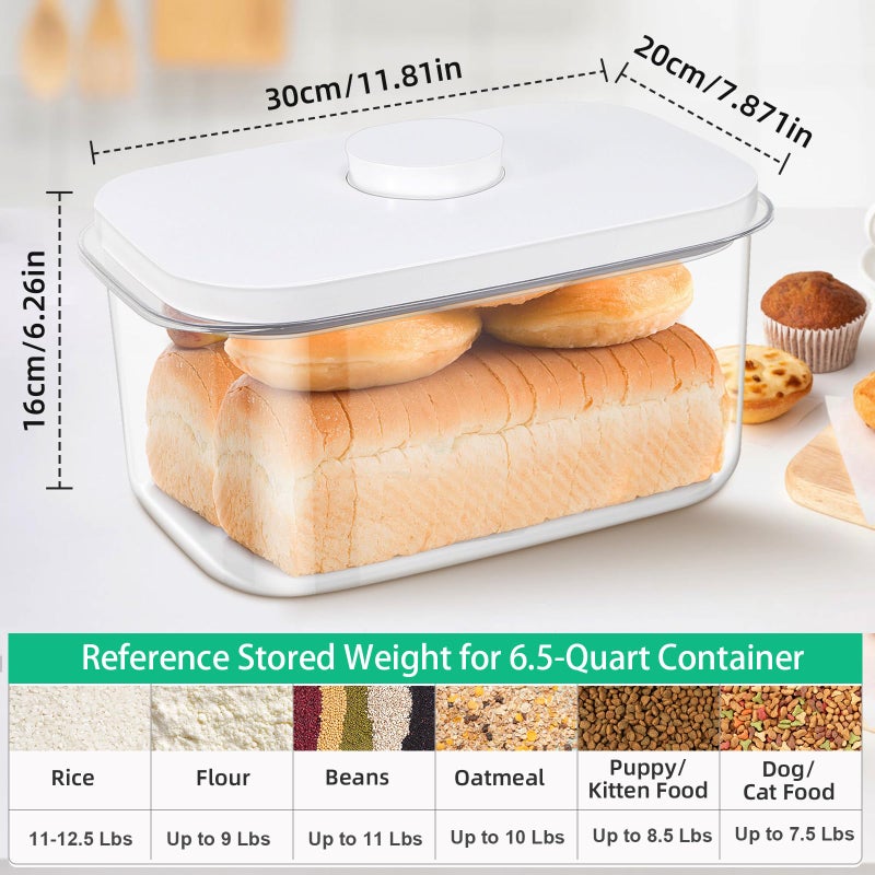 TBMax Large Bread Box with Easy-Carrying Handles for Kitchen Countertop, 6.5 Qt Rice Flour Container with Pop Up Lid & Hanging Hooks for Cleaner Use, Airtight Food Storage Bin for Kitchen Organization - Image 3