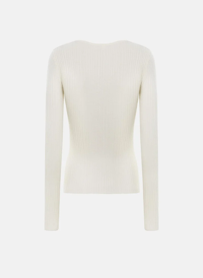 Lichi  Ribbed viscose longsleeve with lace insert at the bodice for Women | Best Price UAE