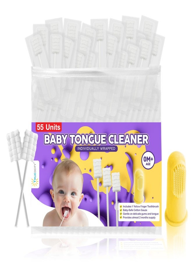 Trueocity Baby Tongue Cleaner Newborn - Soft Oral Cleaner for Infants, Gum & Mouth Cleaning for 0-3 Month Babies, Easy to Use and Safe for Daily Hygiene - Best Value Pack of 55 Units - Image 1