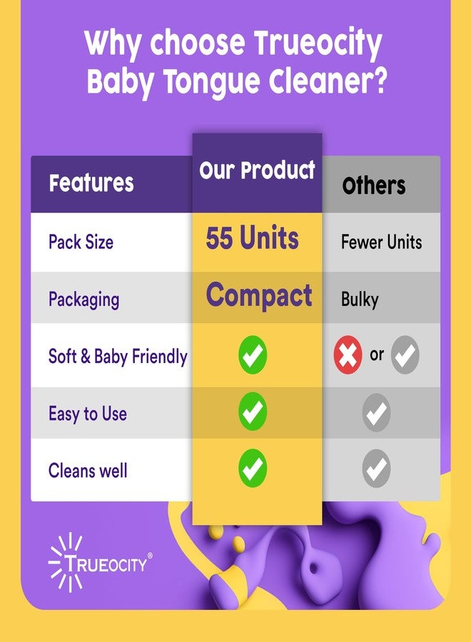 Trueocity Baby Tongue Cleaner Newborn - Soft Oral Cleaner for Infants, Gum & Mouth Cleaning for 0-3 Month Babies, Easy to Use and Safe for Daily Hygiene - Best Value Pack of 55 Units - Image 2