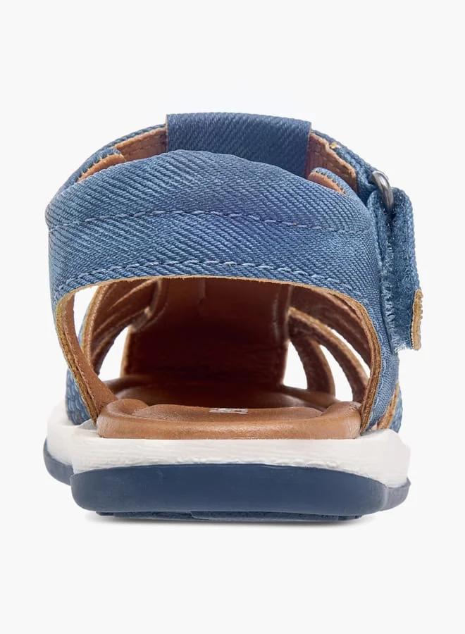 JUNIORS Boys Textured Caged Sandals with Hook and Loop Closure