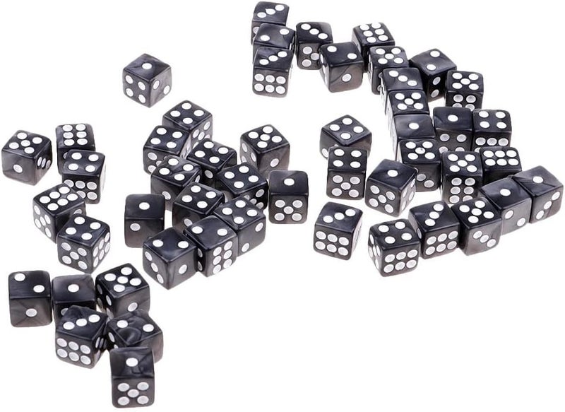klarakoPack of 50 Acrylic Dices D6 Six Sided Dice Bundle Party Game Casino Supplies klarakoGray, 12mm - Image 1