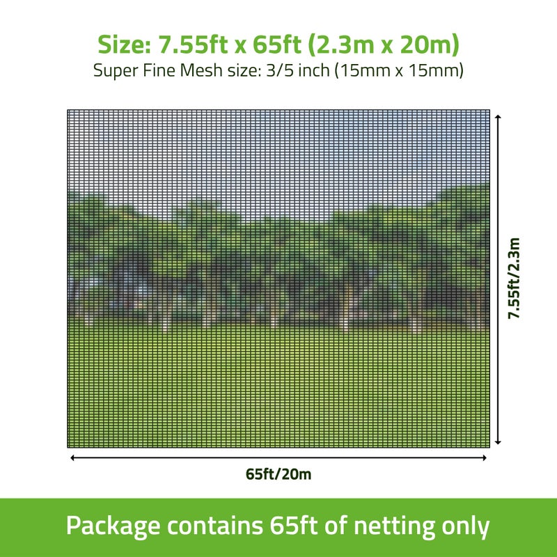 De-Bird Garden Fencing 7.5 x 65 ft, Strong Mesh Bird Netting for Garden Protection, Garden Netting Pest Barrier, Easy to Install Plant Netting Mesh - Image 3