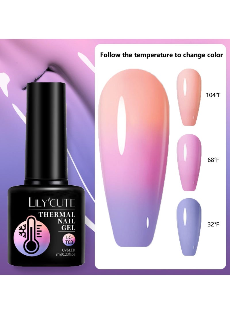 SYOSI 5 Pcs Gel Nail Polish, Colour Changing Gel Nail Polish Set, UV Gel Thermal Temperature Nail Polish Set Soak Off Glitter Matte Finish Nails Art Gifts For Women - Image 2