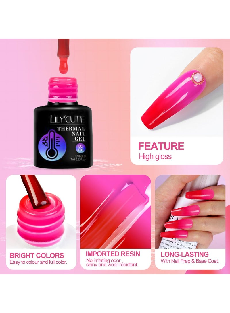 SYOSI 5 Pcs Gel Nail Polish, Colour Changing Gel Nail Polish Set, UV Gel Thermal Temperature Nail Polish Set Soak Off Glitter Matte Finish Nails Art Gifts For Women - Image 4