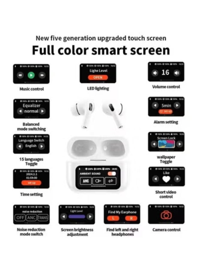 JAJEEK - A9 Pro Touch Screen Wireless Bluetooth 5.3 Headphones TWS Earbuds with Active Noise Cancelling | Hi-Fi Stereo Sound, Long Battery Life | Waterproof, Sport In-Ear Earphones with Charging Case | Built-in Mic for Clear Calls | Lightweight, Secure Fit for Workouts, Travel & Daily Use - Image 1