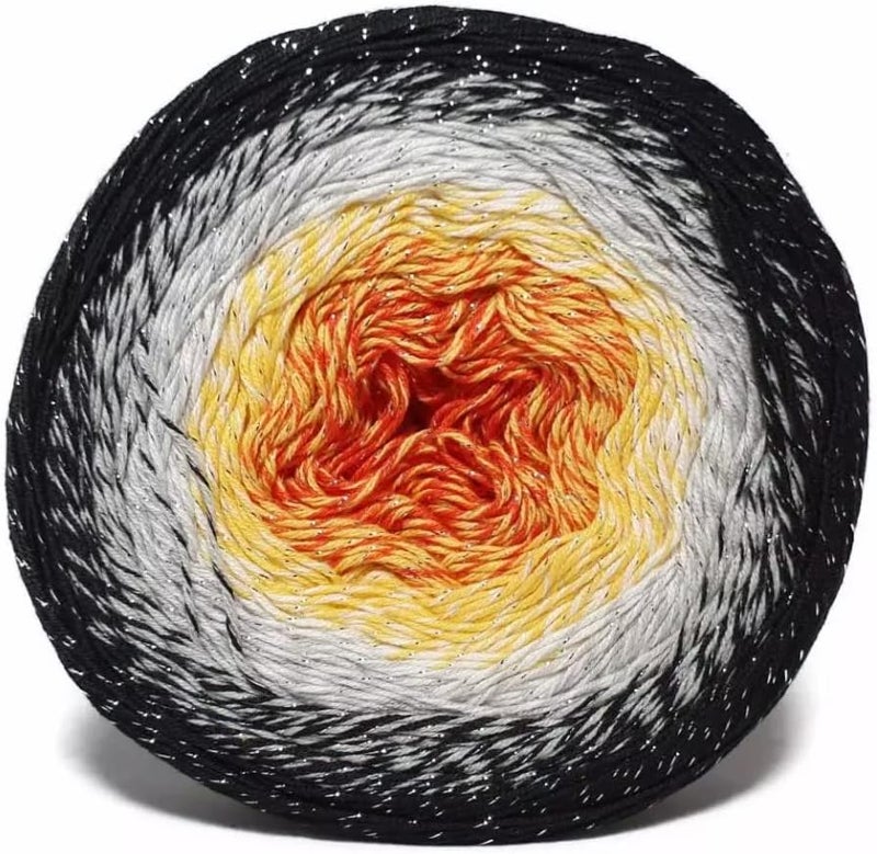 YarnArt Yarn Art YarnArt Flowers Moonlight Glitter Cotton Yarn Weight 9 17oz Length 1093 Yards Rainbow Crochet Metallic Lurex Handknit Shiny Silvery Cake Multicolor Cotton Rainbow Crochet 3259 - Image 1