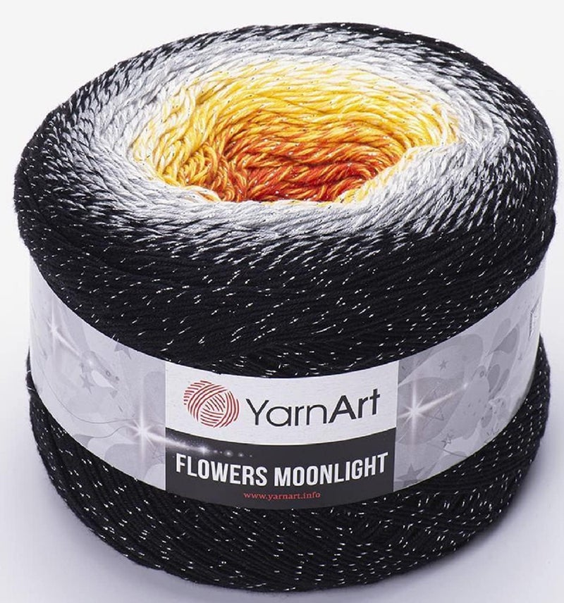 YarnArt Yarn Art YarnArt Flowers Moonlight Glitter Cotton Yarn Weight 9 17oz Length 1093 Yards Rainbow Crochet Metallic Lurex Handknit Shiny Silvery Cake Multicolor Cotton Rainbow Crochet 3259 - Image 2