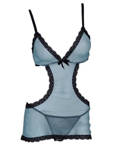 Women's Sheer Lingerie with Lace Light Blue