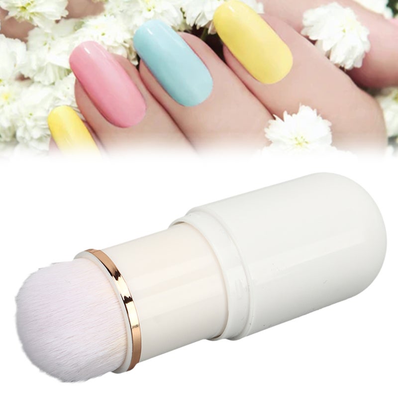 Nail Dust Brush Capsule Shape Portable Retractable Artificial Fiber Nail Powder Brush for Blusher White - Image 3