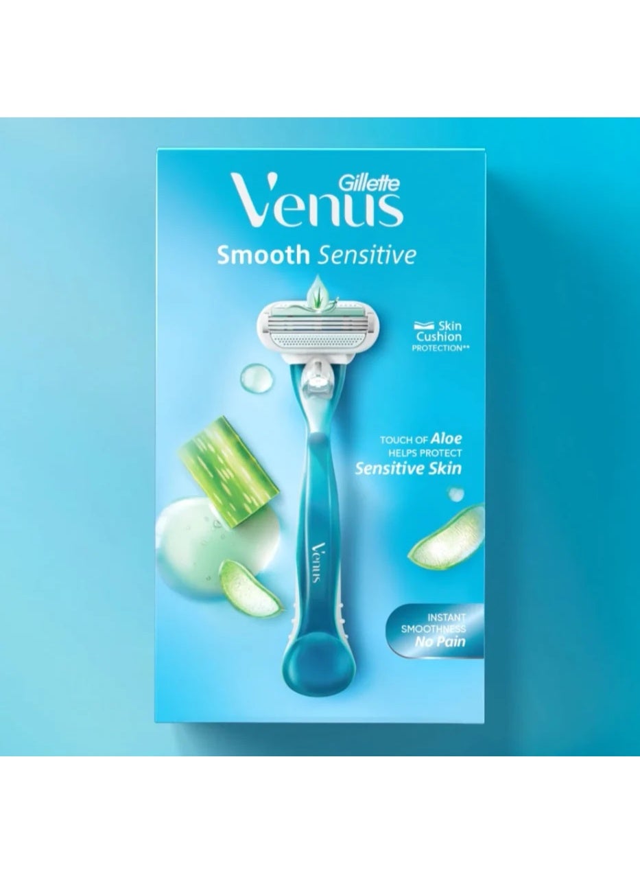Gillette Venus Smooth Sensitive Razor Aloe Moisture Strip And 3 Blade Smooth Glide For Sensitive Skin