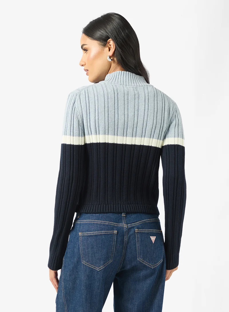 جيس جينز نصف سحاب سترة محبوكة