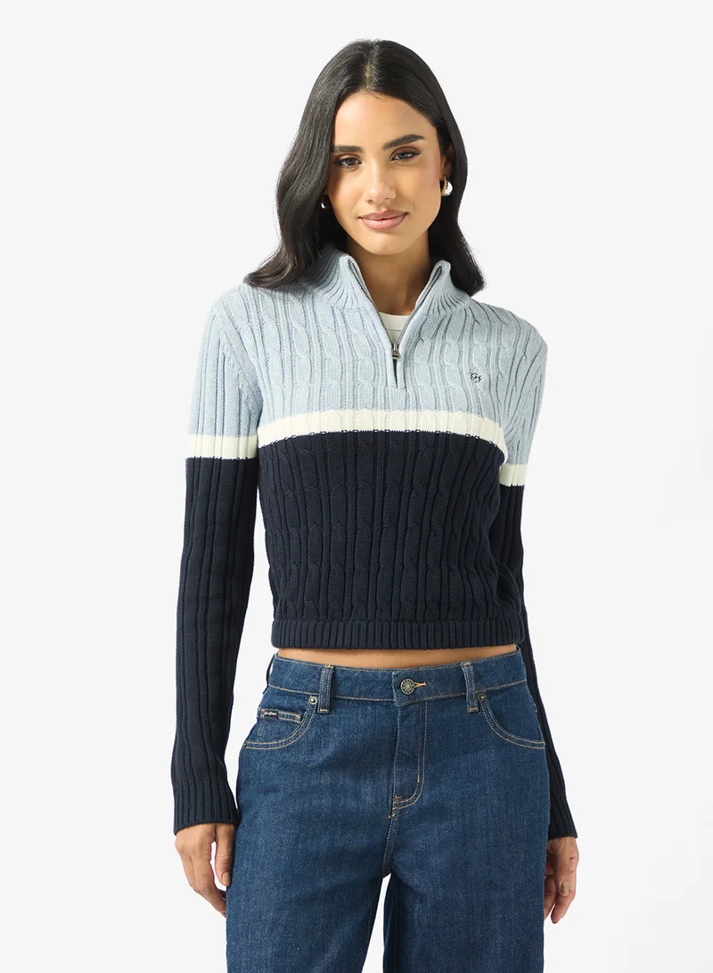 Half Zip Cable Sweater