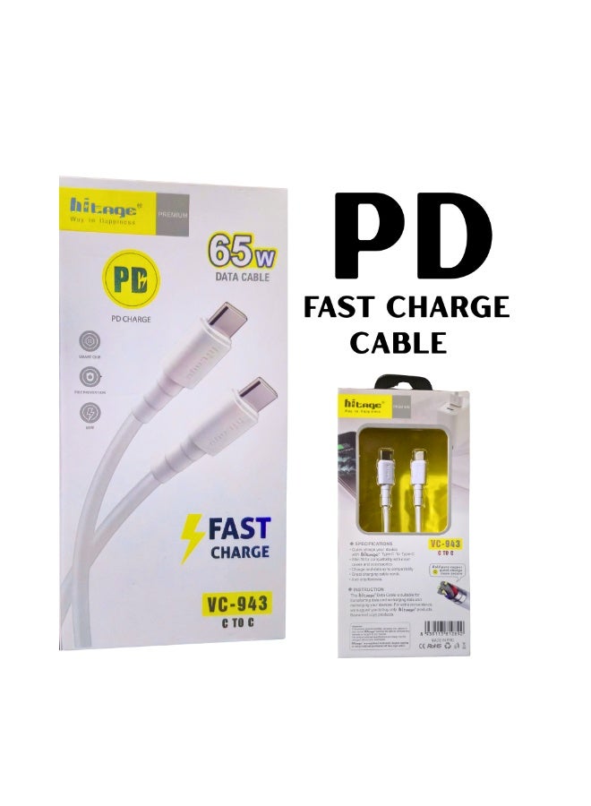 65W USB to C USB C Cable | 1M PD Super fast Cord Charging USB C to Type-C Cable - Image 2