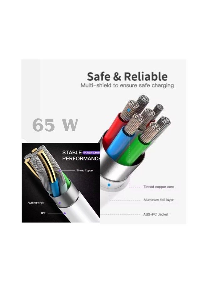 65W USB to C USB C Cable | 1M PD Super fast Cord Charging USB C to Type-C Cable - Image 3