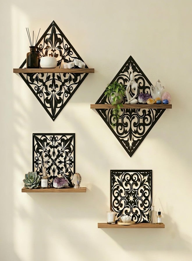 رفان جداريان مزخرفان، ديكور جداري معدني، رف جداري عتيق - Image 1
