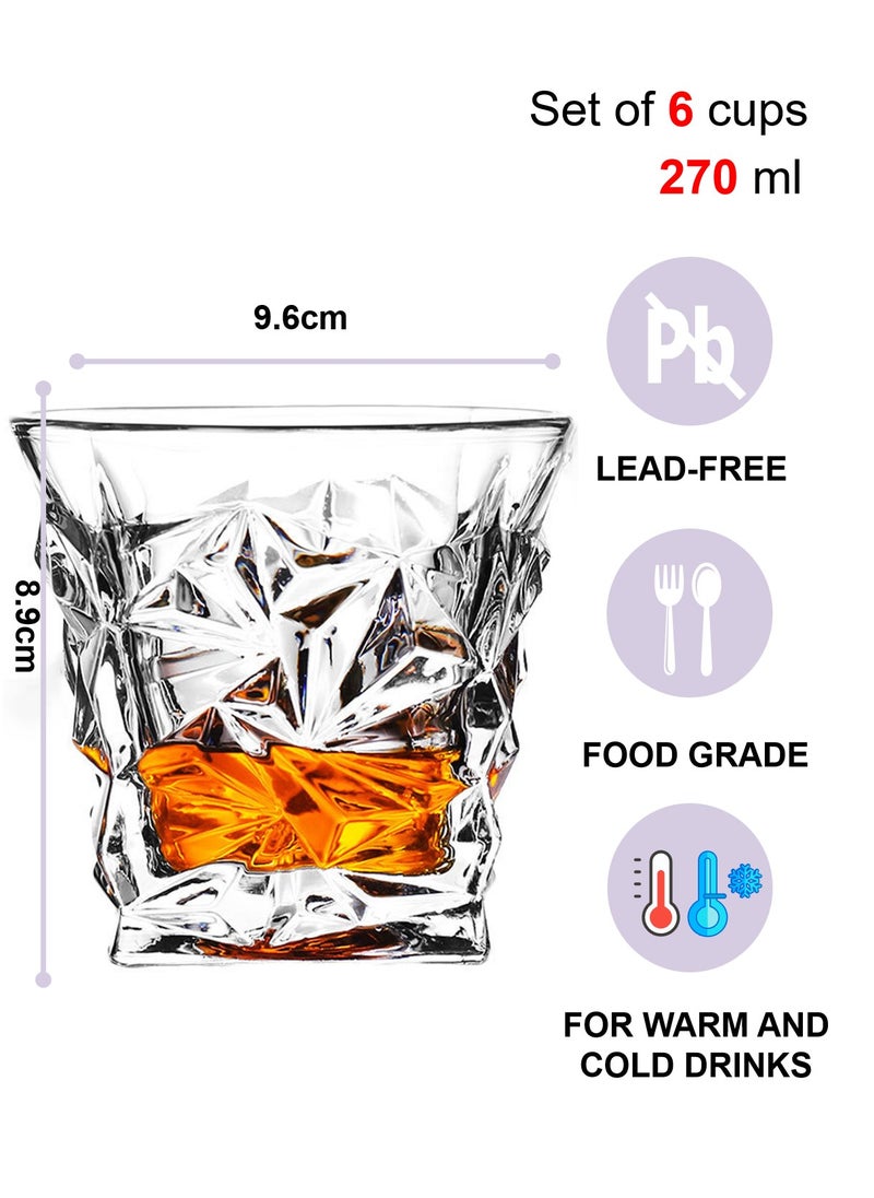 Generic Glass Set, Set Of Six, Vintage Ice Crack Crystal Glass, Can Be Used For Drinking Water, Coffee, Tea, Juice, Milk, 270ML  - Image 2