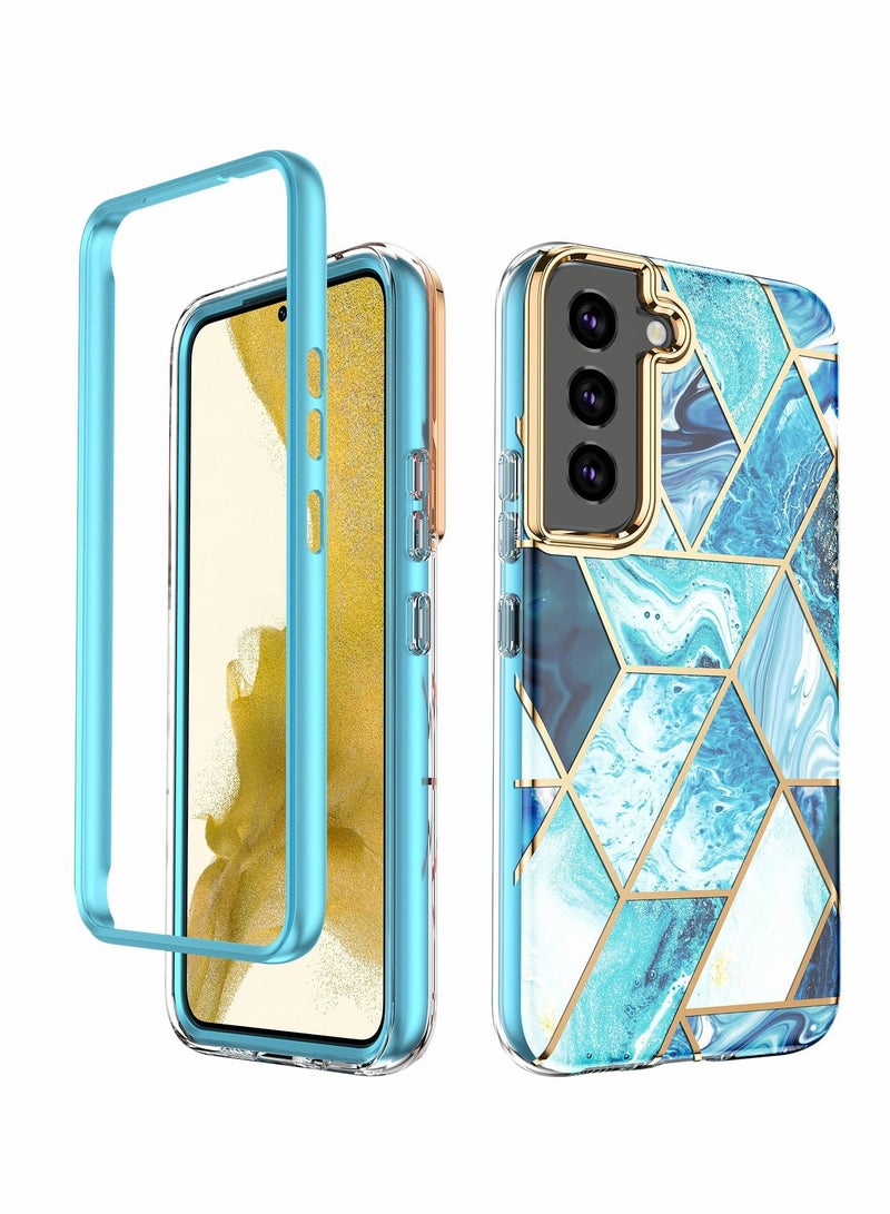 Samsung Galaxy S22 Electroplate Marble Case - Stylish Dual Layer Rugged Cover for Earthquake Drop Shock Protection, Durable and Protective Phone Case - Image 1