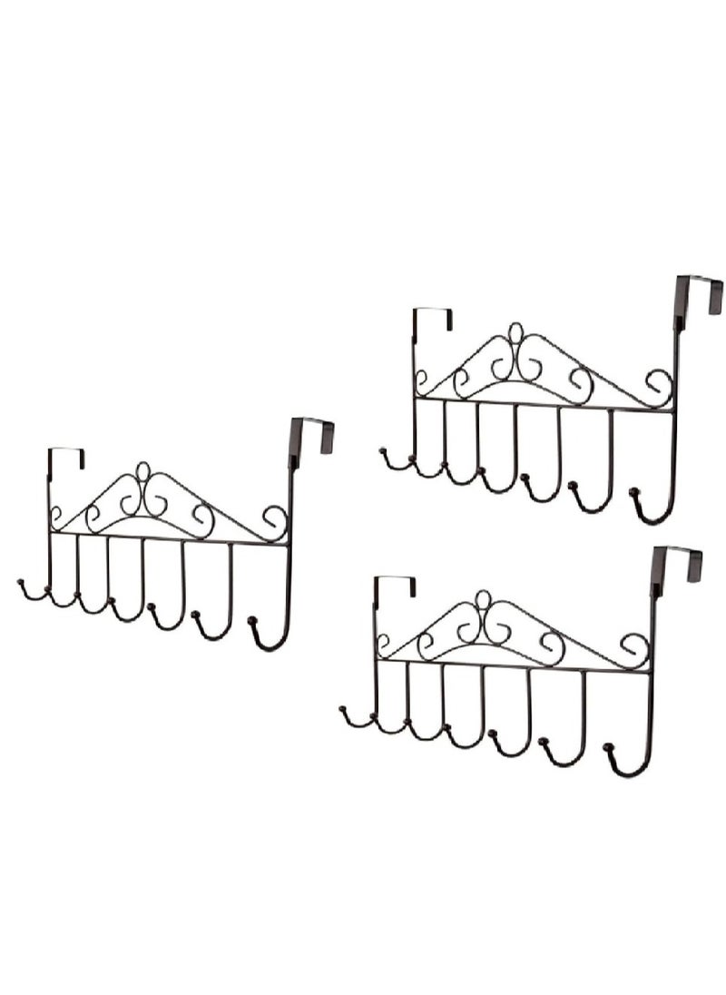 Generic 3 Pieces Over Door Clothes Hangers - Non-Slip Metal Clothes Hangers, Heavy Duty, Coat and Clothes Hangers - Set of 2 Metal Laundry Hangers for Adults - Door Hanger for Clothes and Clothing - Bathroom and Bedroom Door Hanger - Door Hanger - Over Door Metal Hanger with 7 Hooks Organizer for Towels, Clothes, Keys, Robes, Hats - Metal Hangers Over Door with 7 Hooks, Suitable for Towels, Coats, Clothes, Hats, Bedroom, Bathroom - Door Coat Hangers Over Door Towel Rack for Hats, Coats, Jackets, Bags, Scarves, Belt, Umbrellas  - Image 1