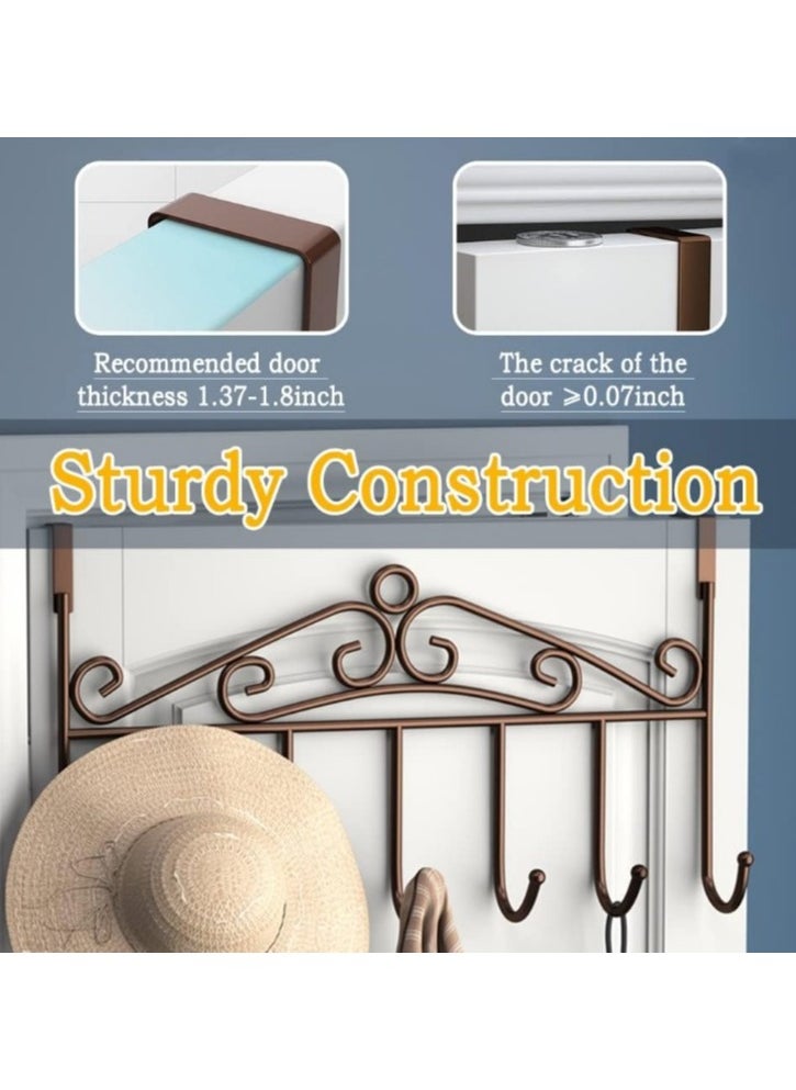 Generic 3 Pieces Over Door Clothes Hangers - Non-Slip Metal Clothes Hangers, Heavy Duty, Coat and Clothes Hangers - Set of 2 Metal Laundry Hangers for Adults - Door Hanger for Clothes and Clothing - Bathroom and Bedroom Door Hanger - Door Hanger - Over Door Metal Hanger with 7 Hooks Organizer for Towels, Clothes, Keys, Robes, Hats - Metal Hangers Over Door with 7 Hooks, Suitable for Towels, Coats, Clothes, Hats, Bedroom, Bathroom - Door Coat Hangers Over Door Towel Rack for Hats, Coats, Jackets, Bags, Scarves, Belt, Umbrellas  - Image 4