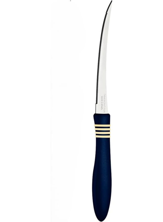TRAMONTINA TRAMONTINA Stainless Steel Kitchen Knife with Durable Blue Plastic Handle, 12.7cm, 1-Piece, Cor&Cor Series – Versatile for Cutting, Slicing, and Chopping - Designed for High Performance and  - Image 1