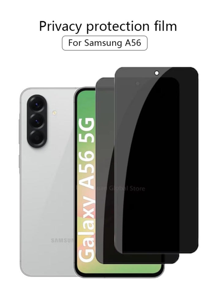 حماية شاشة زجاجية مقسّاة للخصوصية مضادة للتجسس - عبوة 2 لسمسونج جالاكسي A56، مضادة للخدش وخالية من الفقاعات - Image 1