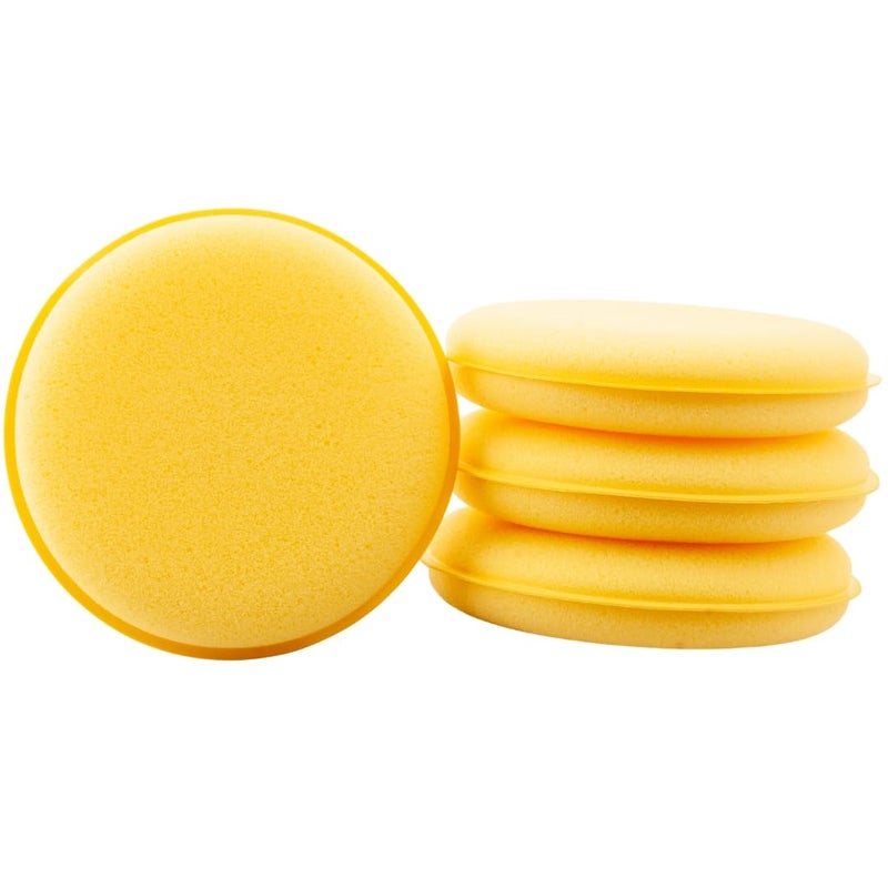 StarShyn Car Polish Sponge – Multipurpose Foam Wax Applicator Pads for Detailing, Dashboard Cleaning & Tyre Dressing – Ultra-Soft, Durable, Washable Round Pads for Car & Bike Waxing (Pack of 4) - Image 1