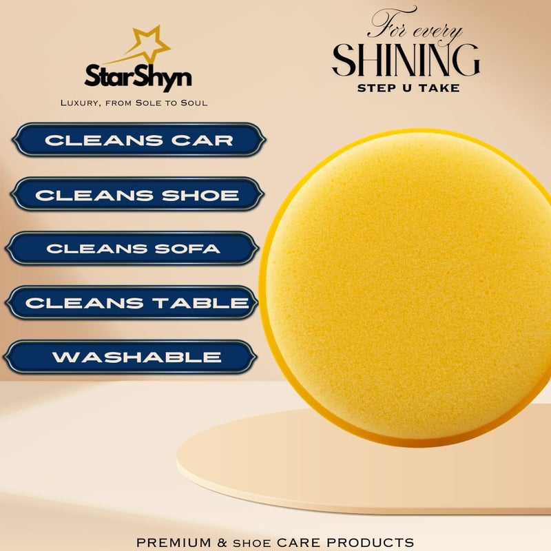 StarShyn Car Polish Sponge – Multipurpose Foam Wax Applicator Pads for Detailing, Dashboard Cleaning & Tyre Dressing – Ultra-Soft, Durable, Washable Round Pads for Car & Bike Waxing (Pack of 4) - Image 4