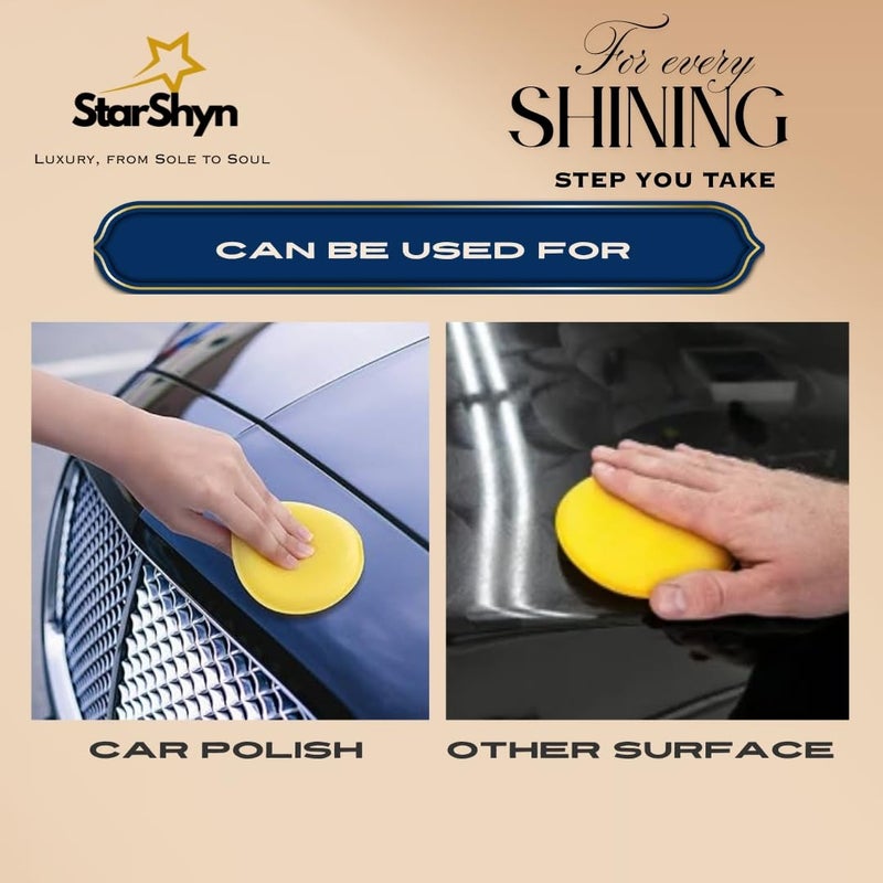 StarShyn Car Polish Sponge – Multipurpose Foam Wax Applicator Pads for Detailing, Dashboard Cleaning & Tyre Dressing – Ultra-Soft, Durable, Washable Round Pads for Car & Bike Waxing (Pack of 4) - Image 2