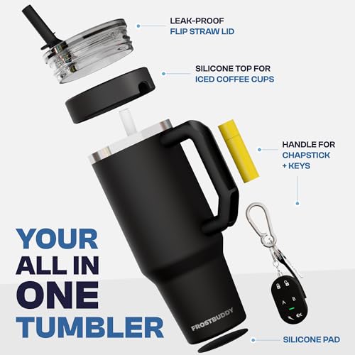 Frost Buddy Thicc Buddy - 40 oz Stainless Steel Vacuum Insulated Tumbler with Lid and Straw for Water - Travel Mug Cupholder Friendly - Gifts for Women Men Him Her (White) - Image 3