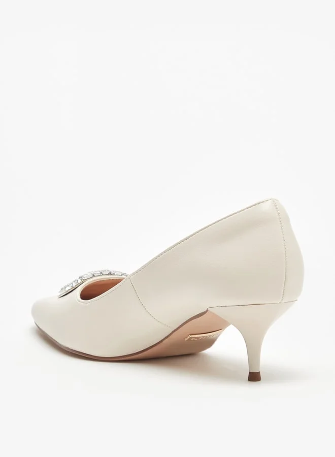 سيليست Women's Embellished Slip-On Pumps with Kitten Heels