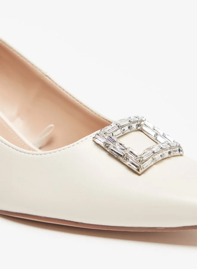 سيليست Women's Embellished Slip-On Pumps with Kitten Heels