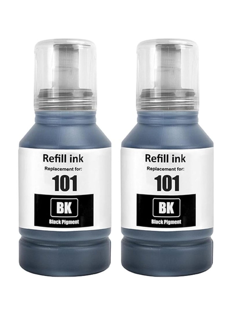 101 Ink Compatible with Epson 101 Multipack Ink Bottle for EcoTank L4150 L4160 L4260 L4266 L6160 L6170 L6176 L6190 L6260 (2-Pack, 2 Pigment Black)
