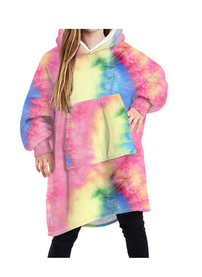 Loquat 2024 Blanket Children's Solid Color Hoodie Warm Casual Jacket TV Blanket 