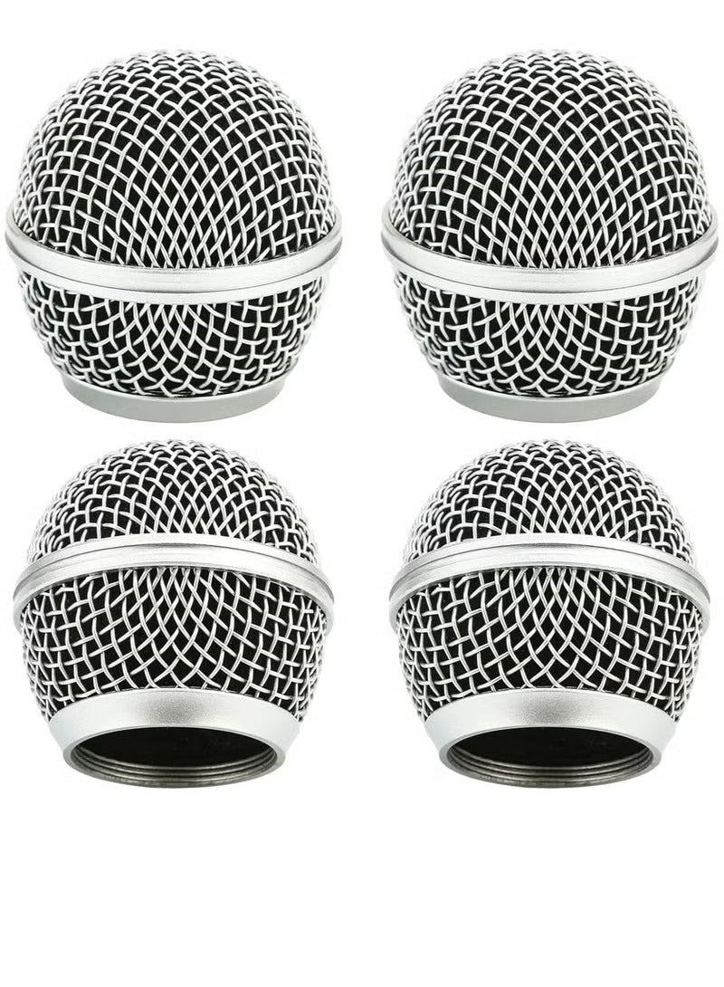 General Microphone Head Replace, Microphone Grille Ball with Inner Foam, Steel Mesh Replacement Microphone Grille Heads for Shure SM58 (4 Pack) Windscreens  - Image 1