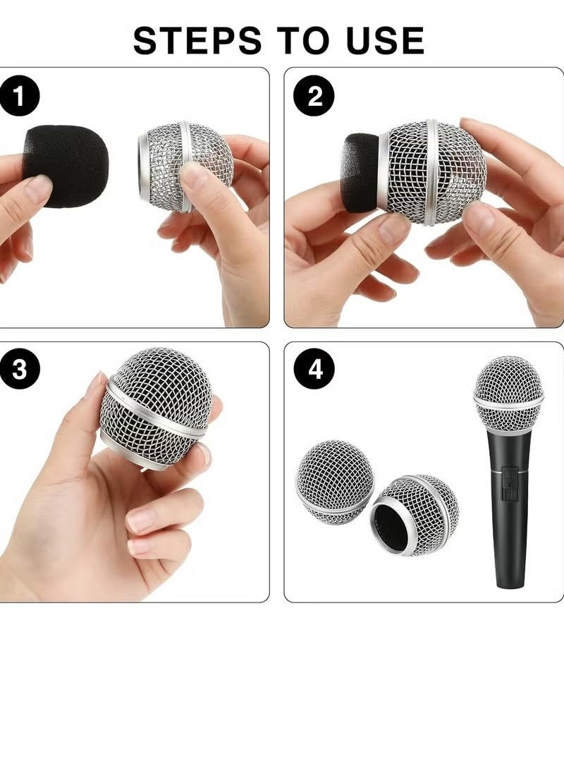 General Microphone Head Replace, Microphone Grille Ball with Inner Foam, Steel Mesh Replacement Microphone Grille Heads for Shure SM58 (4 Pack) Windscreens  - Image 5