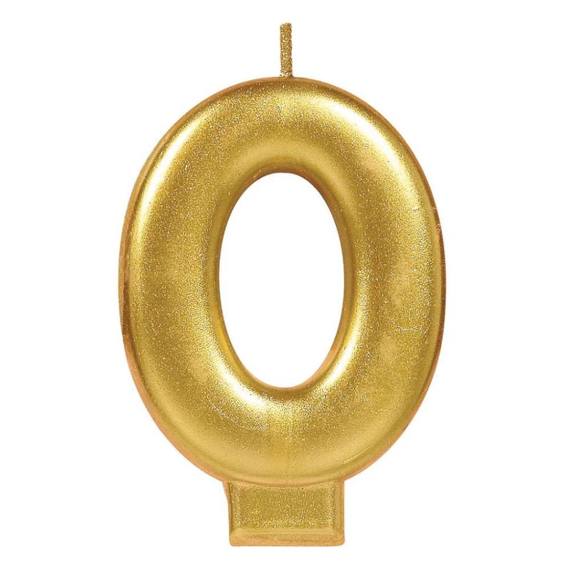 Amscan #0 Metallic Birthday Candle Gold Party Supply  1 Piece - Image 1
