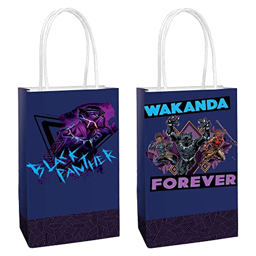 Amscan Multicolor Black Panther Wakanda Forever Printed Paper Kraft Bags 825 x 525 x 3 8 Pieces Perfect for Parties Gifts Goodies - Image 1