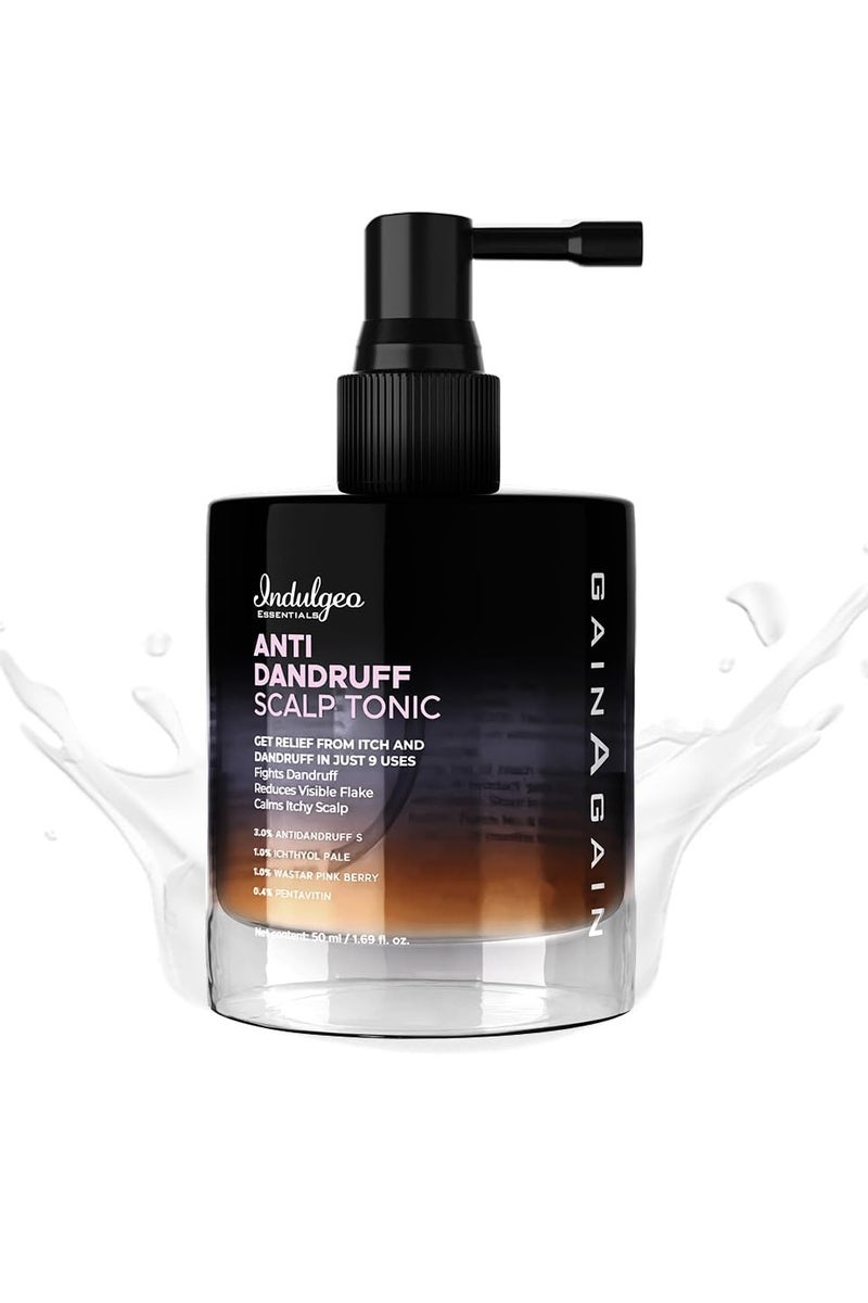 Indulgeo ESSENTIALS Essentials Anti Dandruff Scalp Tonic No Rinse Spray For Healthy Itch Free Scalp  50ML - Image 1