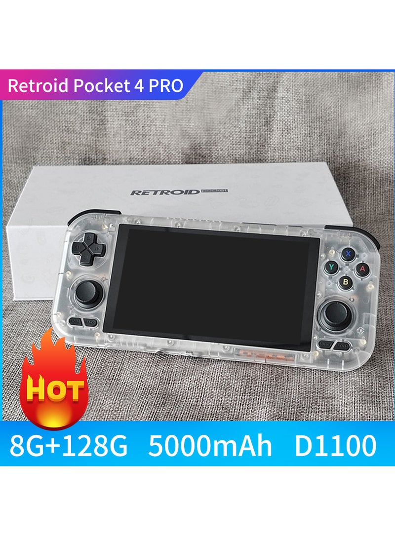 Retroid Pocket - Retroid Pocket 4 Pro Retro Game Handheld Console, Android Retro Game Console Multiple Emulators Console Handheld 4.7 Inch Display 5000mAh Battery Classic Games Console (Transparent White) - Image 1